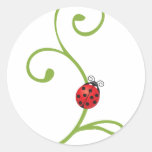 Ladybug on Vine Round Sticker