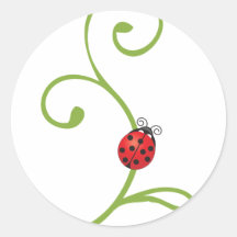Ladybug on Vine Round Sticker