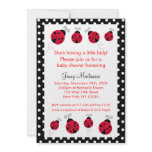 Ladybug Red Black Dots Baby Shower Invitation