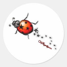 Ladybug Rockstar Round Stickers