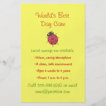 Ladybug theme child care flyer