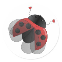 Ladybug with Opern Wings Round Sticker