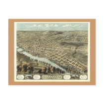 Lafayette IN, 1868 Antique Panoramic Map Postcard