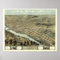 Lafayette Indiana 1868 Antique Panoramic Map Poster