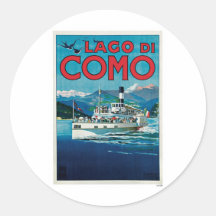 Lago Di Como Italy Vintage Travel Poster Art Sticker