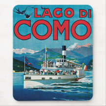 Lago Di Como Vintage Travel Poster Mouse Pads