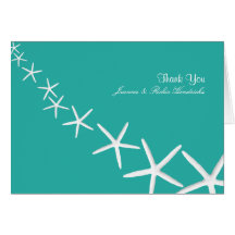Lagoon Blue Starfish Wedding Thank You Notes Cards