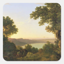 Lake Albano, Italy, 1777 (oil on canvas) Square Sticker