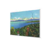 Lake and Green Mountains Stretched Canvas Print