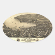 Lake Geneva Vintage Map Oval Sticker