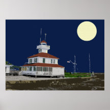 Lake Pontchartrain Lighthouse at Night Print