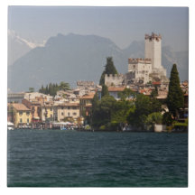 Lakeside town, Malcesine, Verona Province, Italy Tile