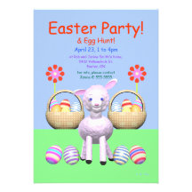 Lamb and Eggs Easter Party Personalised Invitation