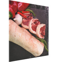 Lamb with chilli stretched canvas prints