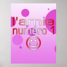 L'Amie Numéro 1 in Canadian Flag Colours for Girls Poster