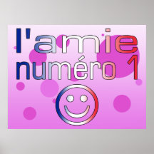 L'Amie Numéro 1 in French Flag Colours for Girls Poster