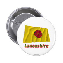 Lancashire Waving Flag with Name Pinback Buttons