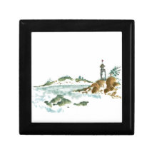 Landscape; Lighthouse on shoreline Keepsake Box