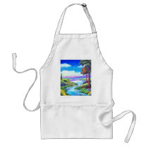 Landscape River Painting Art - Multi Aprons