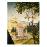 Landscape with castle in a moat and two swans post cards