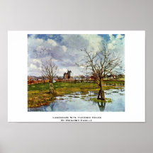 Landscape With Flooded Fields By Pissarro Camille Poster