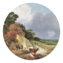 Landscape With The Village Cornard By Thomas Gains Round Stickers