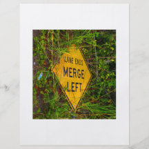 Lane Ends. Merge Left. Bright yellow roadsign Custom Flyer
