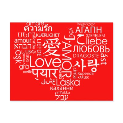Languages of Love Heart Post Cards