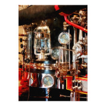 Lantern and Gauges on Fire Truck Invite