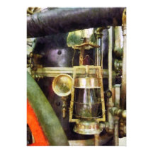 Lantern on Fire Truck Personalized Invitations