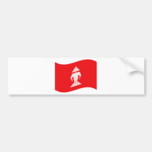 Lao Erawan Three Headed Elephant Flag Wave Bumper Sticker