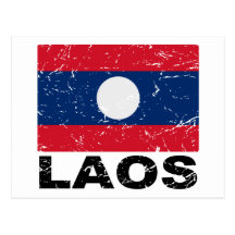 Laos Vintage Flag Post Cards