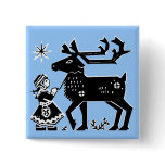 Lapland Girl Holds Reindeer Badge buttons