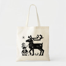 Lapland Girl Holds Reindeer Tote Bag