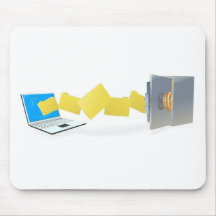 Laptop computer transferring files securely mousemat