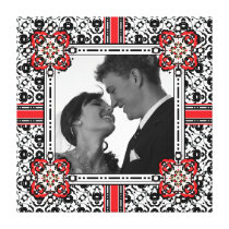 Large Damask Frame for Elegant Wedding Photo Stretched Canvas Prints