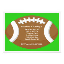 Large Football Kids Birthday Invitation