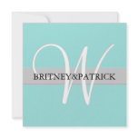 Large Monogram Tiffany Blue Wedding Invitations