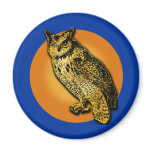 Large Owl with Orange Moon Tshirts, Mugs Refrigerator Magnets