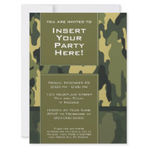 Large Party Invitation: Green Military Camouflage
