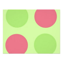 Large Pink and Green Polka Dots Custom Invitations