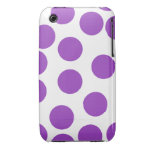 Large Purple Dots on White. Custom Iphone 3 Case