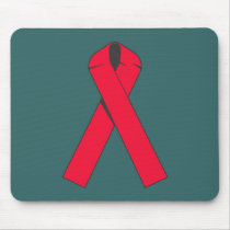 Large Red Ribbon for AIDS Awareness Mouse Pads