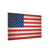Large Vintage Grunge Style American Flag Canvas Stretched Canvas Print