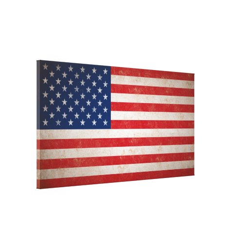 Large Vintage Grunge Style American Flag Canvas Stretched Canvas Print