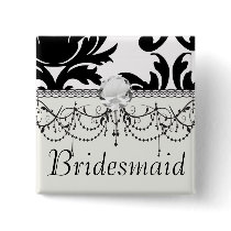 large white and black bold damask button