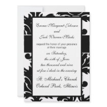 large white and black bold damask design custom invitation