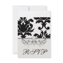 large white and black bold damask invitations