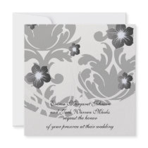 large white and black bold damask personalized announcements