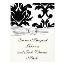 large white and black bold damask invite